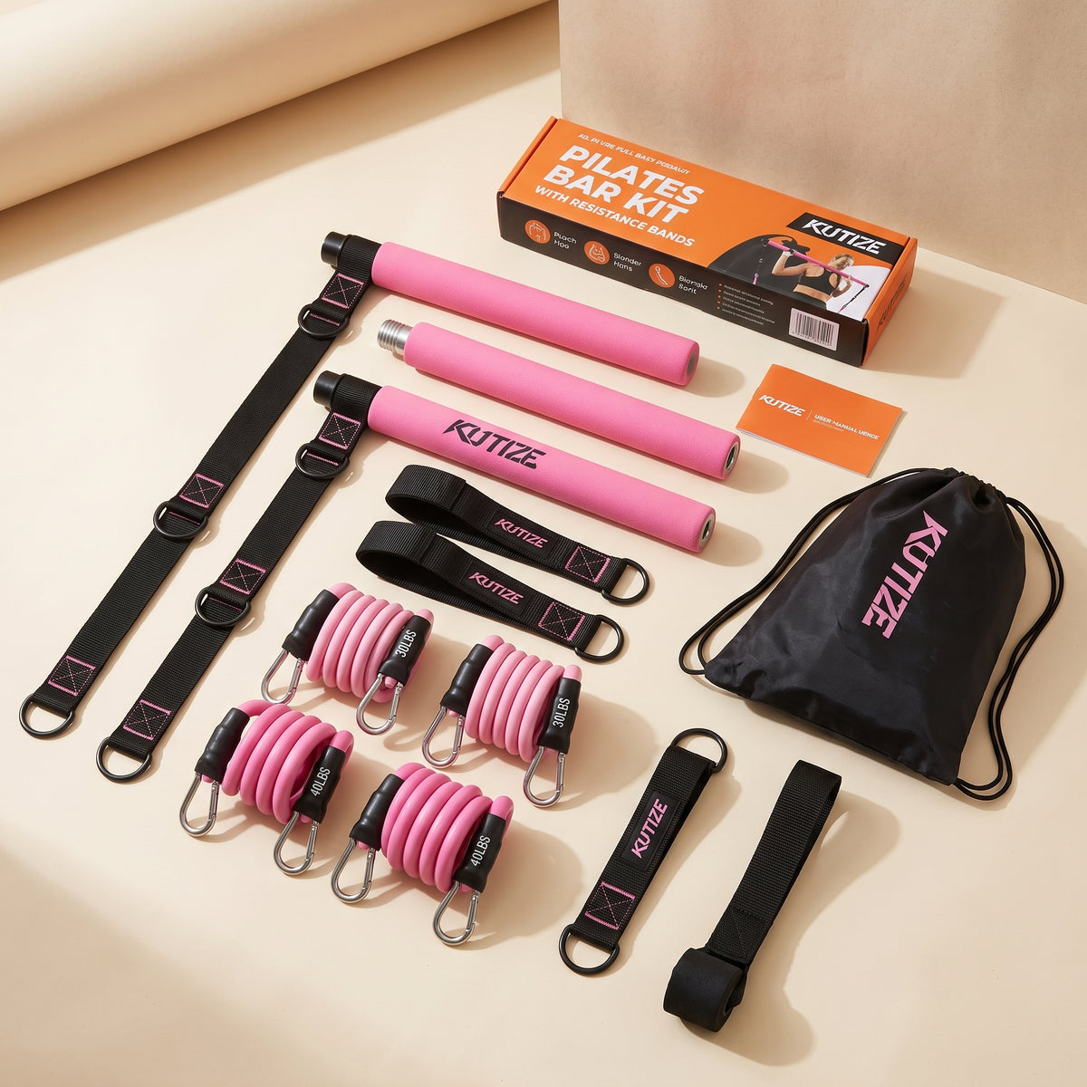 Softform Pilates Bar Kit in Blush Pink | Portable Home Workout Set